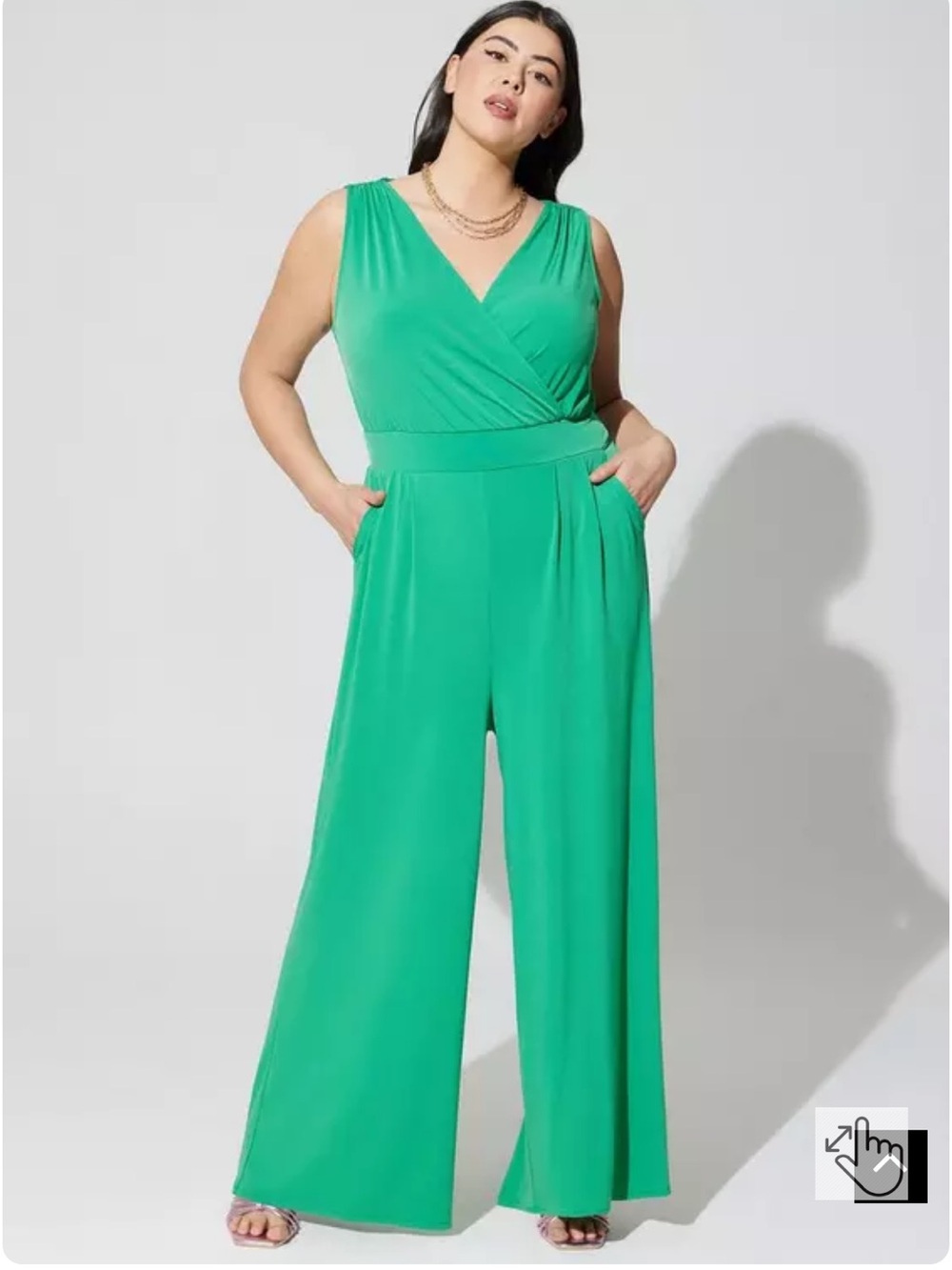 Torrid Green Surplice Wide-Leg Jumpsuit